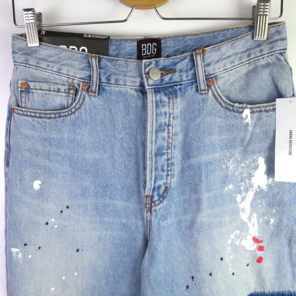 BDG Boho Patchwork High-Waist Slim Straight Jean Size 28 - Picture 7 of 15